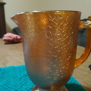 Jeanette Carnival Rainbow Glass Pitcher & 5 Tumble